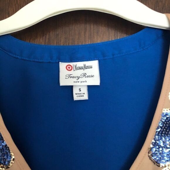 Tracy Reese Neiman Marcus Blue and Gold Sequin Top - Picture 5 of 5